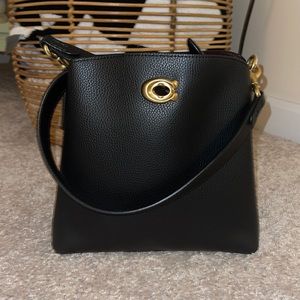 Coach Black Pebbled Leather Willow Bucket Bag